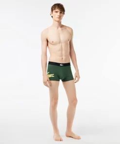 Lacoste Unterwäsche & Loungewear>Herren-Trunks Aus Stretch-Baumwolle Im 3Er-Pack Dunkelgrun / Neongelb / Dunkelgrau / Heidekraut Grau Riu