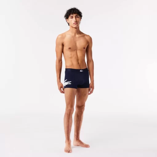 Lacoste Unterwäsche & Loungewear>Herren-Trunks Aus Stretch-Baumwolle Im 3Er-Pack Navy Blau / Weis / Heidekraut Grau / Navy Blau Bck