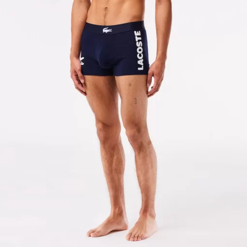 Lacoste Unterwäsche & Loungewear>Herren-Trunks Aus Stretch-Baumwolle Im 3Er-Pack Navy Blau / Weis / Heidekraut Grau / Navy Blau Bck