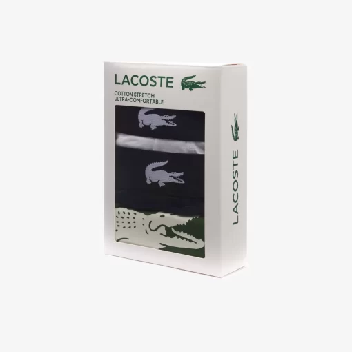 Lacoste Unterwäsche & Loungewear>Herren-Trunks Aus Stretch-Baumwolle Im 3Er-Pack Grun / Navy Blau / Weis P52