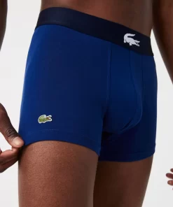 Lacoste Unterwäsche & Loungewear>Herren-Trunks Aus Stretch-Baumwolle Im 3Er-Pack Navy Blau / Weis / Heidekraut Grau / Navy Blau Bck