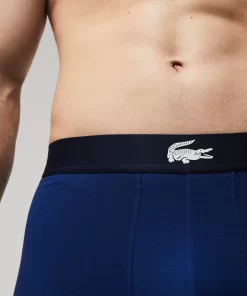 Lacoste Unterwäsche & Loungewear>Herren-Trunks Aus Stretch-Baumwolle Im 3Er-Pack Navy Blau / Weis / Heidekraut Grau / Navy Blau Bck