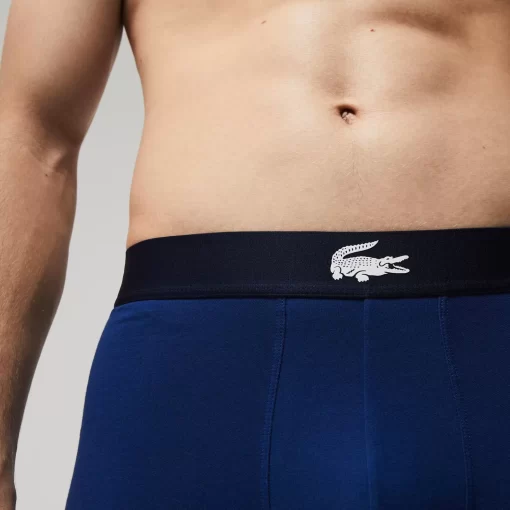 Lacoste Unterwäsche & Loungewear>Herren-Trunks Aus Stretch-Baumwolle Im 3Er-Pack Navy Blau / Weis / Heidekraut Grau / Navy Blau Bck