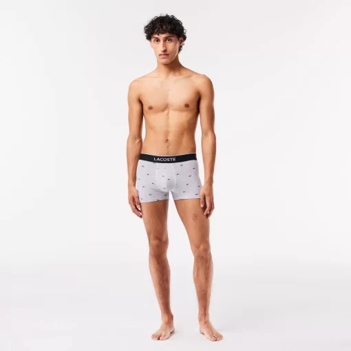 Lacoste Unterwäsche & Loungewear>Herren-Trunks Im 3Er-Pack Schwarz / Heidekraut Grau Vdp