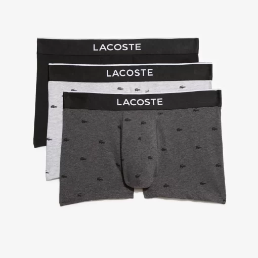 Lacoste Unterwäsche & Loungewear>Herren-Trunks Im 3Er-Pack Schwarz / Heidekraut Grau Vdp