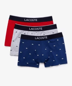 Lacoste Unterwäsche & Loungewear>Herren-Trunks Im 3Er-Pack Navy Blau / Heidekraut Grau / Rot W3T