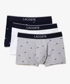 Lacoste Unterwäsche & Loungewear>Herren-Trunks Im 3Er-Pack Heidekraut Grau / Navy Blau / Weis 5Kc