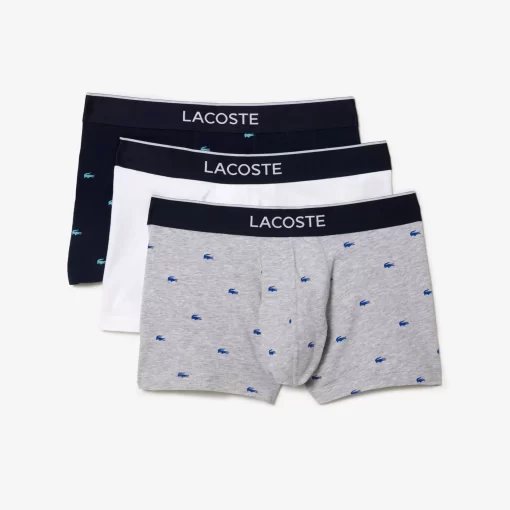 Lacoste Unterwäsche & Loungewear>Herren-Trunks Im 3Er-Pack Heidekraut Grau / Navy Blau / Weis 5Kc