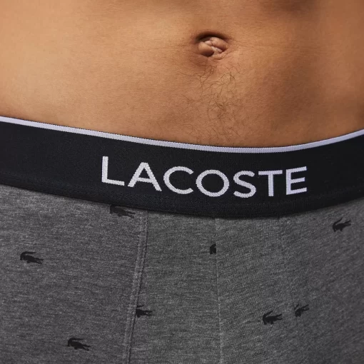 Lacoste Unterwäsche & Loungewear>Herren-Trunks Im 3Er-Pack Schwarz / Heidekraut Grau Vdp