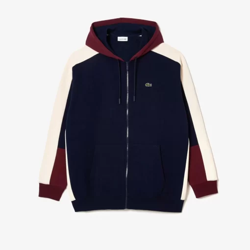 Lacoste Sweatshirts>Hoodie Mit Reisverschluss - Ubergrose - Weit Navy Blau / Burgunder / Weis Pig