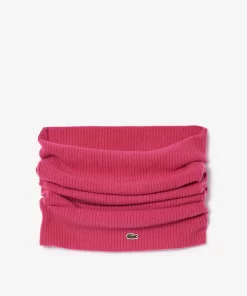 Lacoste Schals & Tucher>Infinity-Schal Aus Cashmere Aus Gerippter Strickware Fuschia Rosa Sqi