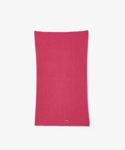 Lacoste Schals & Tucher>Infinity-Schal Aus Cashmere Aus Gerippter Strickware Fuschia Rosa Sqi