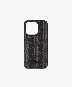 Lacoste Iphone Cases>Iphone 14 Pro-Hulle The Blend Mit Croc Aufdruck Monogram Noir Gris H45