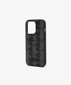 Lacoste Iphone Cases>Iphone 14 Pro-Hulle The Blend Mit Croc Aufdruck Monogram Noir Gris H45