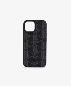 Lacoste Iphone Cases>Iphone 15 Hulle The Blend Mit Croc Aufdruck Monogram Noir Gris H45