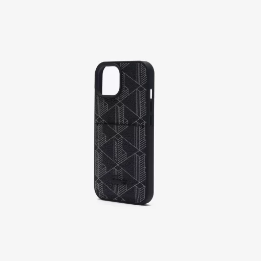 Lacoste Iphone Cases>Iphone 15 Hulle The Blend Mit Croc Aufdruck Monogram Noir Gris H45