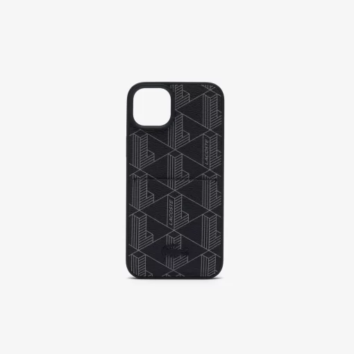 Lacoste Iphone Cases>Iphone 15 Max Hulle The Blend Mit Croc Aufdruck Monogram Noir Gris H45