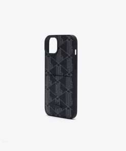 Lacoste Iphone Cases>Iphone 15 Max Hulle The Blend Mit Croc Aufdruck Monogram Noir Gris H45