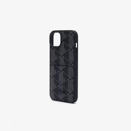 Lacoste Iphone Cases>Iphone 15 Max Hulle The Blend Mit Croc Aufdruck Monogram Noir Gris H45