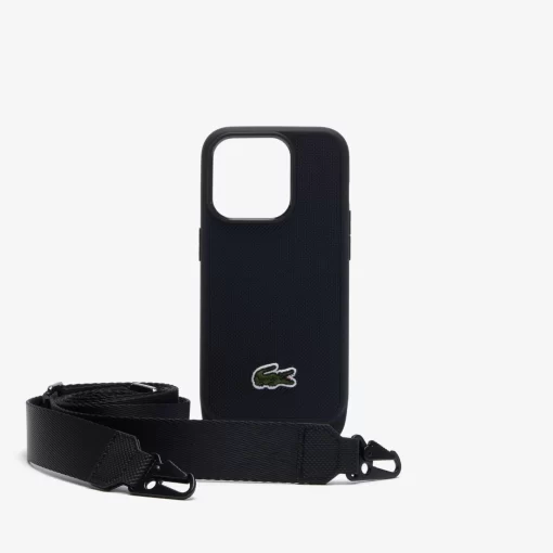 Lacoste Iphone Cases>Iphone 15 Pro Hulle Mit Croc-Applikation Black 000