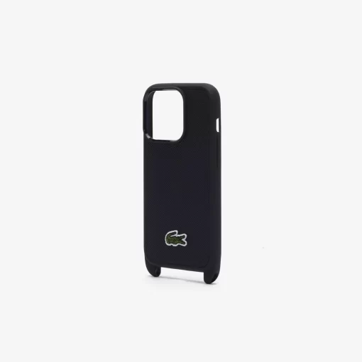 Lacoste Iphone Cases>Iphone 15 Pro Hulle Mit Croc-Applikation Black 000