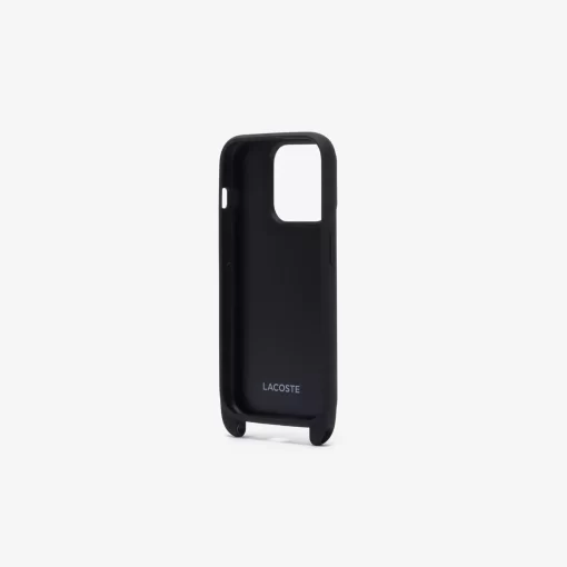 Lacoste Iphone Cases>Iphone 15 Pro Hulle Mit Croc-Applikation Black 000