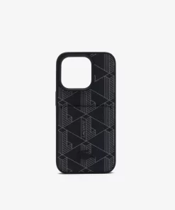 Lacoste Iphone Cases>Iphone 15 Pro-Hulle The Blend Mit Croc Aufdruck Monogram Noir Gris H45