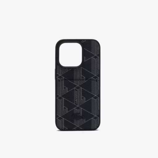 Lacoste Iphone Cases>Iphone 15 Pro-Hulle The Blend Mit Croc Aufdruck Monogram Noir Gris H45