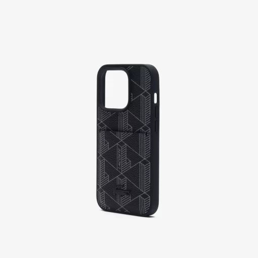 Lacoste Iphone Cases>Iphone 15 Pro-Hulle The Blend Mit Croc Aufdruck Monogram Noir Gris H45