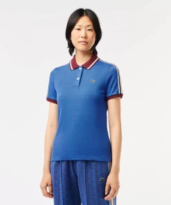 Lacoste Poloshirts>Jacquard-Poloshirt Mit -Monogramm Blau / Burgunder Nji