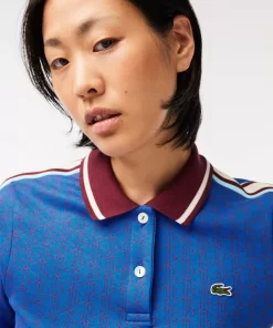 Lacoste Poloshirts>Jacquard-Poloshirt Mit -Monogramm Blau / Burgunder Nji