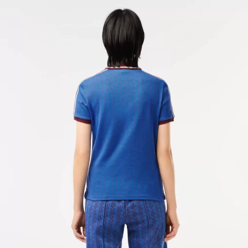 Lacoste Poloshirts>Jacquard-Poloshirt Mit -Monogramm Blau / Burgunder Nji