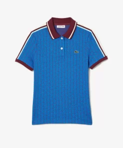 Lacoste Poloshirts>Jacquard-Poloshirt Mit -Monogramm Blau / Burgunder Nji