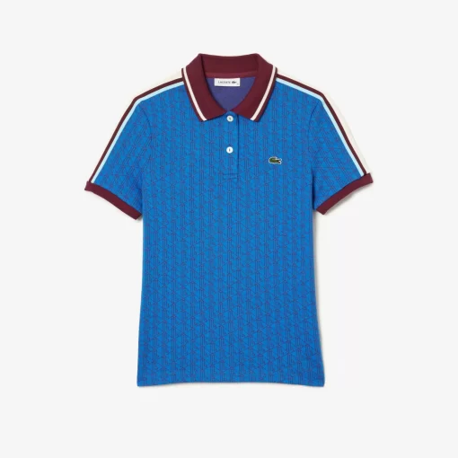 Lacoste Poloshirts>Jacquard-Poloshirt Mit -Monogramm Blau / Burgunder Nji