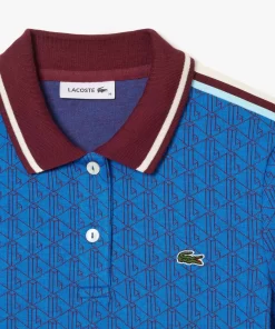 Lacoste Poloshirts>Jacquard-Poloshirt Mit -Monogramm Blau / Burgunder Nji