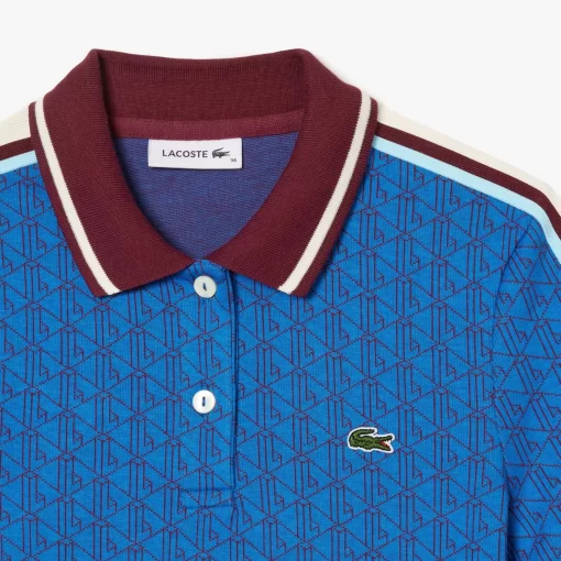 Lacoste Poloshirts>Jacquard-Poloshirt Mit -Monogramm Blau / Burgunder Nji