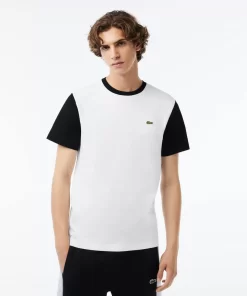 Lacoste T-Shirts>Jersey T-Shirt Mit Colourblock Weis / Schwarz Au8