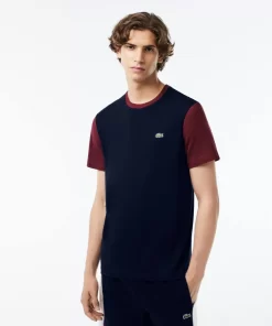 Lacoste T-Shirts>Jersey T-Shirt Mit Colourblock Navy Blau / Burgunder R1I