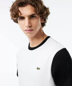 Lacoste T-Shirts>Jersey T-Shirt Mit Colourblock Weis / Schwarz Au8