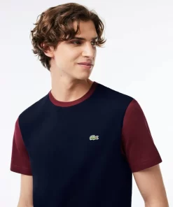 Lacoste T-Shirts>Jersey T-Shirt Mit Colourblock Navy Blau / Burgunder R1I