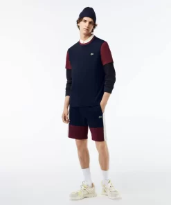 Lacoste T-Shirts>Jersey T-Shirt Mit Colourblock Navy Blau / Burgunder R1I