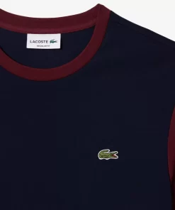 Lacoste T-Shirts>Jersey T-Shirt Mit Colourblock Navy Blau / Burgunder R1I