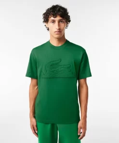 Lacoste T-Shirts>Jersey T-Shirt Mit Stepp-Aufnaher Grun Cnq