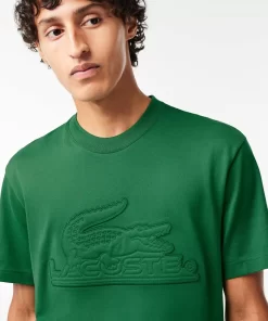 Lacoste T-Shirts>Jersey T-Shirt Mit Stepp-Aufnaher Grun Cnq