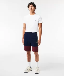 Lacoste Hosen & Shorts>Jogger Shorts Aus Aufgerautem Fleece Mit Colourblock Navy Blau / Burgunder / Weis Pig