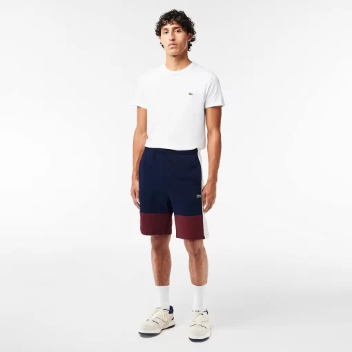 Lacoste Hosen & Shorts>Jogger Shorts Aus Aufgerautem Fleece Mit Colourblock Navy Blau / Burgunder / Weis Pig