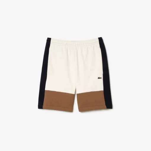 Lacoste Hosen & Shorts>Jogger Shorts Aus Aufgerautem Fleece Mit Colourblock Weis / Braun / Navy Blau Ri2