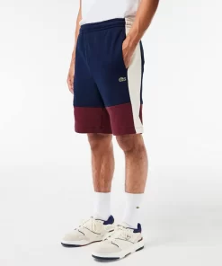 Lacoste Hosen & Shorts>Jogger Shorts Aus Aufgerautem Fleece Mit Colourblock Navy Blau / Burgunder / Weis Pig