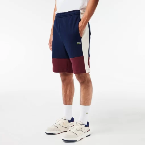 Lacoste Hosen & Shorts>Jogger Shorts Aus Aufgerautem Fleece Mit Colourblock Navy Blau / Burgunder / Weis Pig