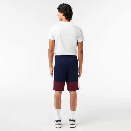 Lacoste Hosen & Shorts>Jogger Shorts Aus Aufgerautem Fleece Mit Colourblock Navy Blau / Burgunder / Weis Pig